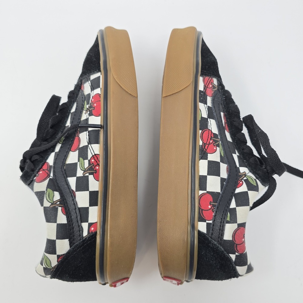 Vans Old Skool Platform Cherry Checkerboard Gum Sole Sneakers Womens 5.5 Black - Picture 6 of 16